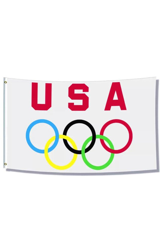 USA UNITED STATES TEAM OLYMPIC GAMES 5 RINGS 4 College Dorm Flag / Banner, 3x5FT