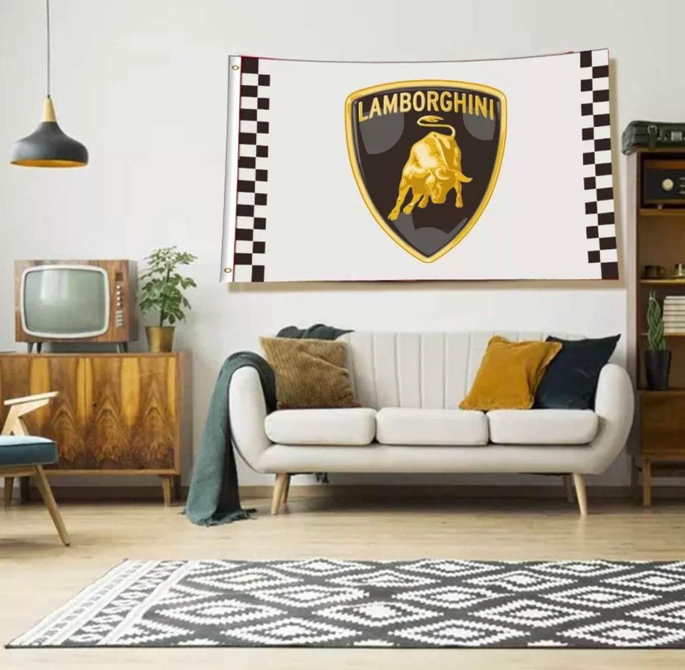 Lamborghini Flag Car Logo Banner Flag Racing Car Garage Wall Decor Sign 3x5FT