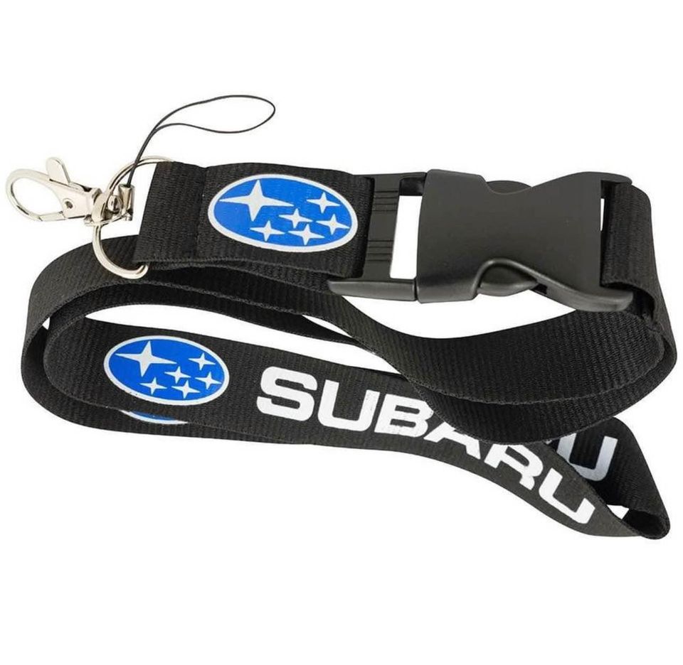 Subaru Keychain Lanyard Quick Release Black NEW