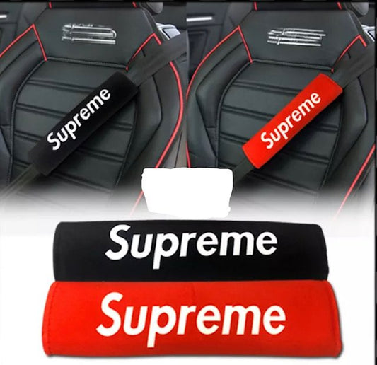 Supreme Seat Belt Cover Shoulder Pad Cushion Safe Protector, choose color Red or Black