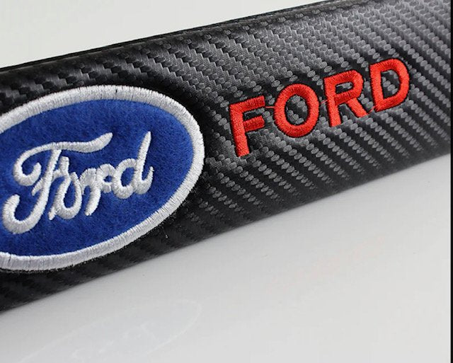 FORD RACING Carbon Look Seat Belt Cover Shoulder Pads Embroidery Logo ( 2pc/Set)