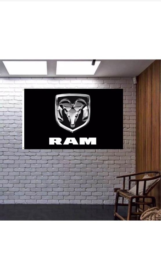 Dodge RAM Flag Racing Car Show Logo Garage Wall Shop Room Decor Black US  3x5FT