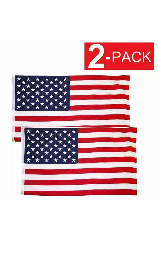 American Flag w/ Grommets USA United States of America US Flags 2 Pack 2x3FT