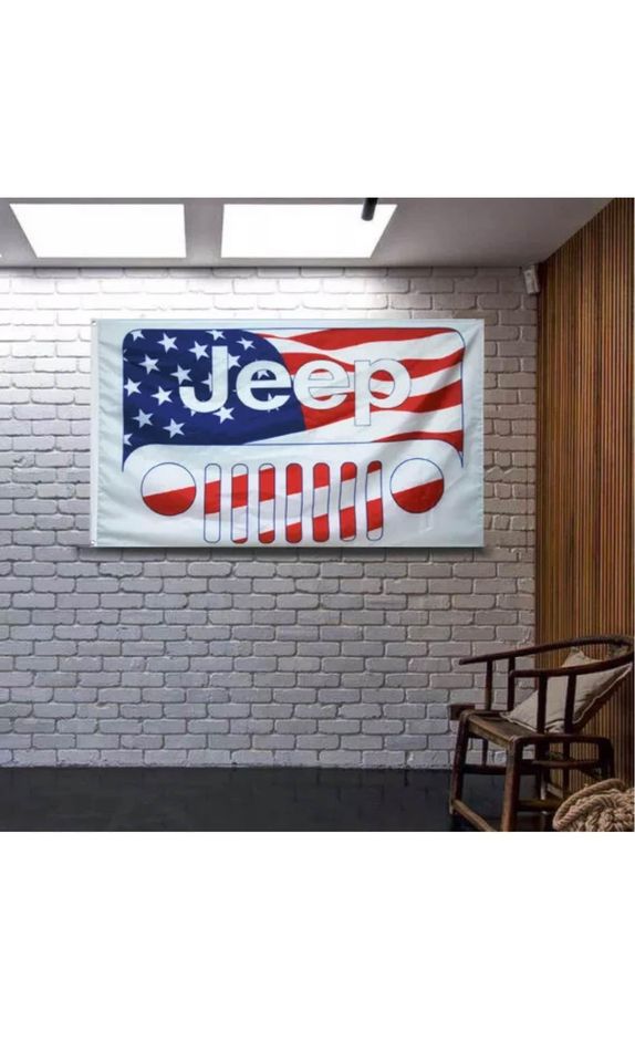 JEEP Flag Wrangler Grand Cherokee Rubicon Banner Racing Car Show Garage 3x5FT