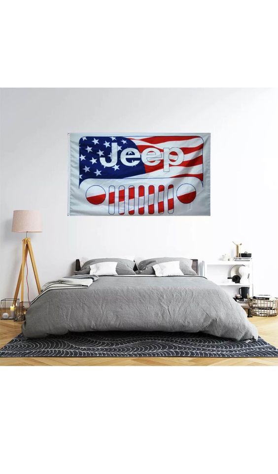 JEEP Flag Wrangler Grand Cherokee Rubicon Banner Racing Car Show Garage 3x5FT