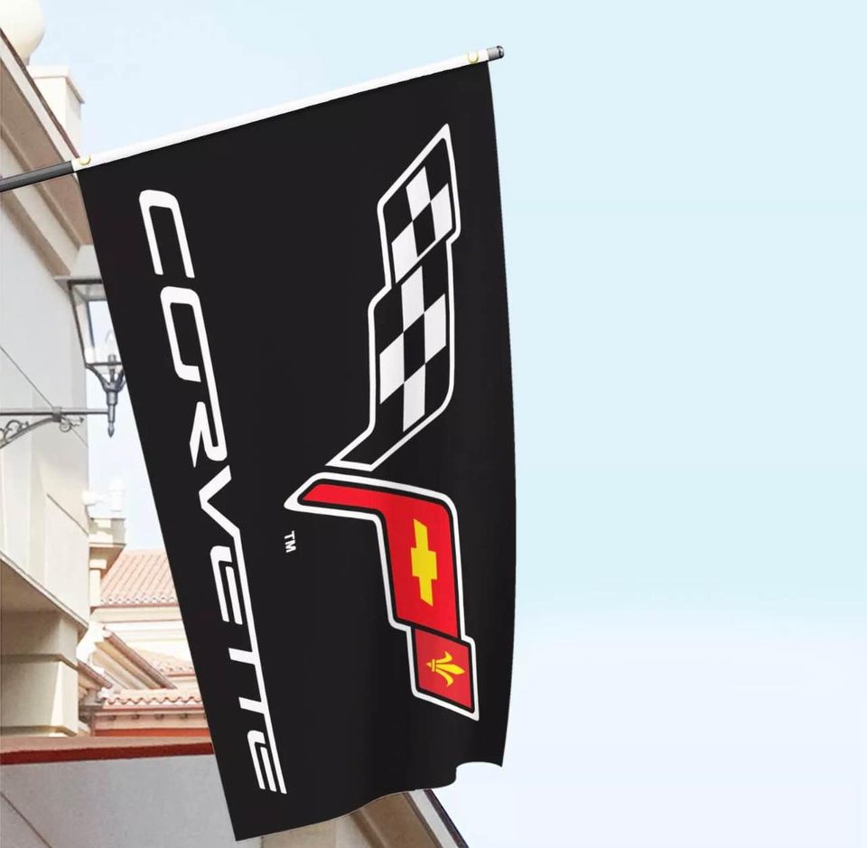 Chevy Racing Flags Chevrolet Corvette Banners & Flags Racing Car Show For Garage Wall Dec ...