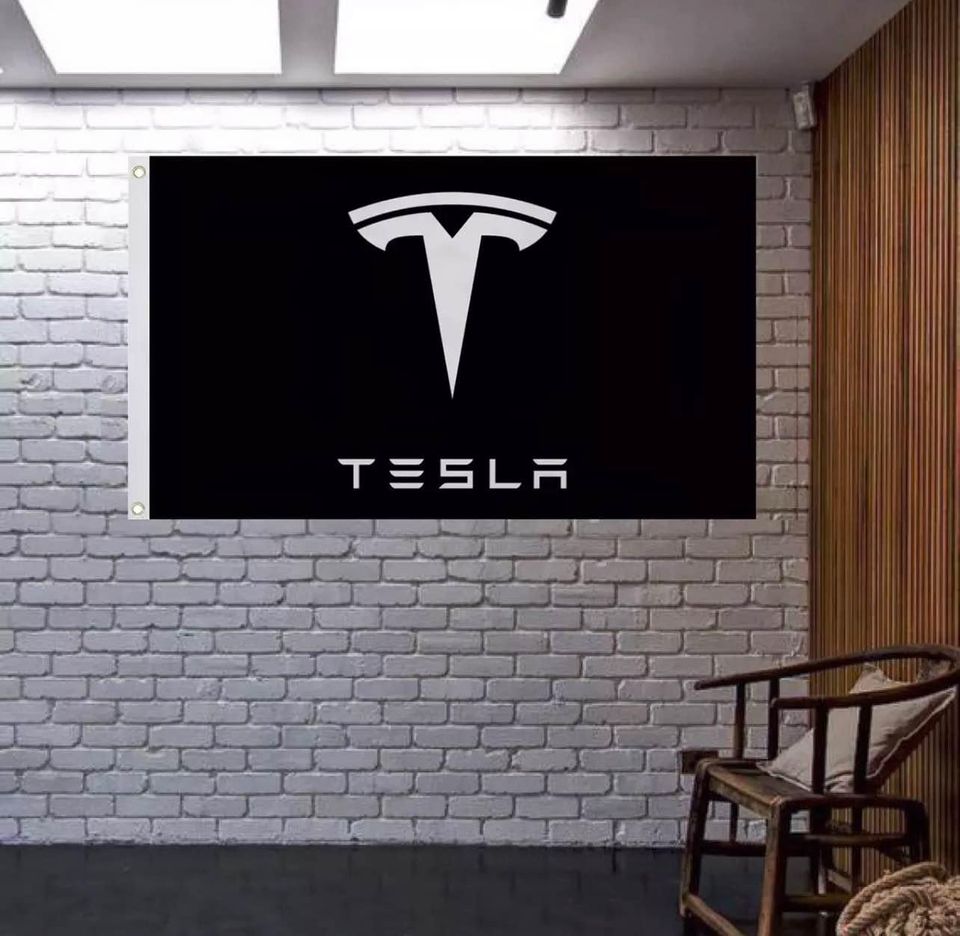 Tesla Logo Flag Car Racing Show Banner Shop Garage Wall Decor NEW Gift US  3x5FT