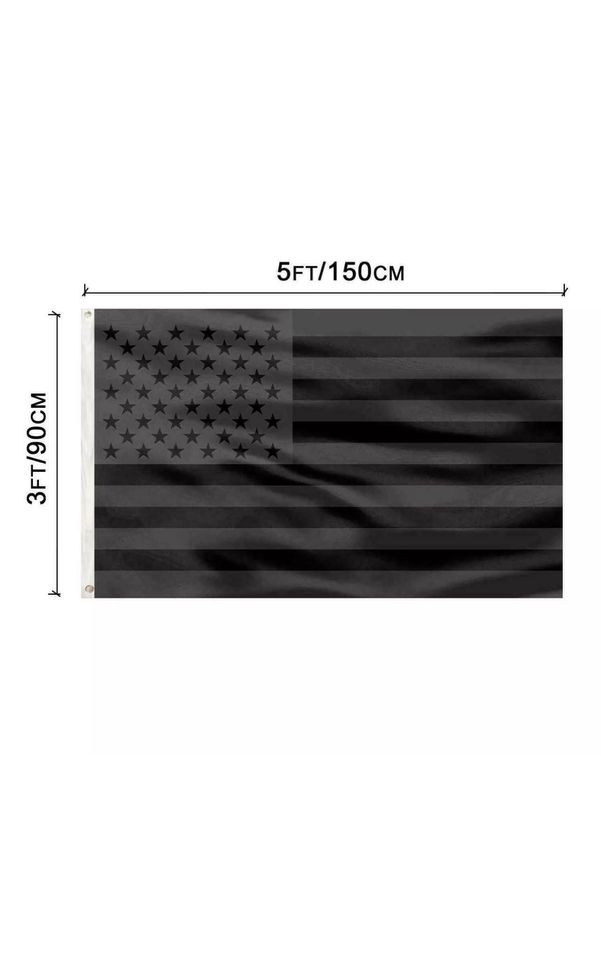 All Black American Flag US Black Flag Tactical Blackout USA 3x5FT