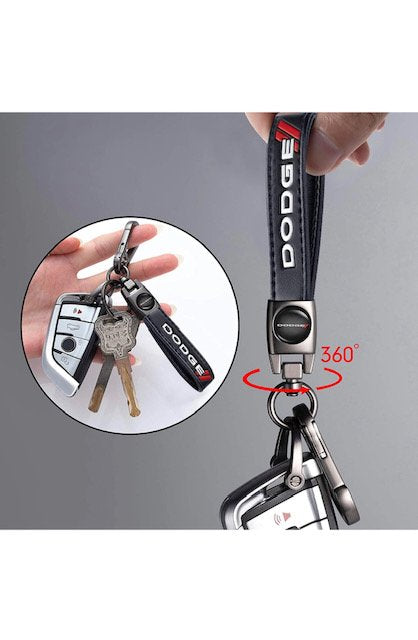 Dodge Genuine Leather Car Logo Keychain