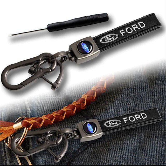 Ford Genuine Leather Car Logo Keychain