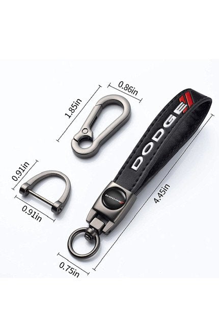 Dodge Genuine Leather Car Logo Keychain