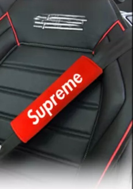 Supreme Seat Belt Cover Shoulder Pad Cushion Safe Protector, choose color Red or Black