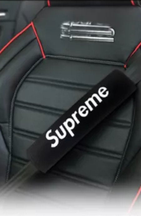 Supreme Seat Belt Cover Shoulder Pad Cushion Safe Protector, choose color Red or Black