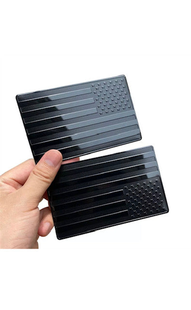 American Flag Decal for Car, Truck or SUV,3D Metal American Flag Emblem Decal, Black, NEW (2Piece)