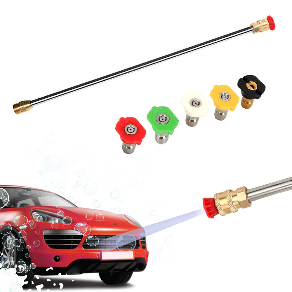 4000psi High Pressure Power Washer Spray Gun Steel Wand Lance Gas 5 Nozzles